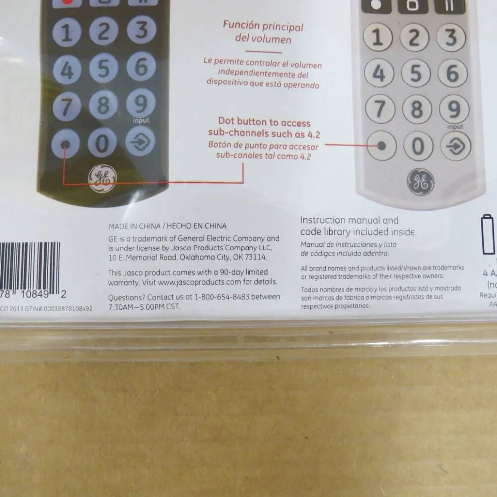 GE Big Button Universal Remote 2 Pack Remote Controls #10849 NIB NOS
